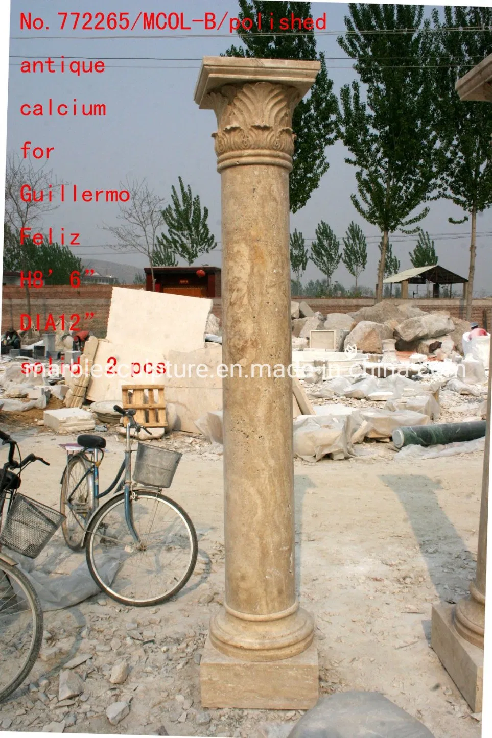 Hand Carving Antique Natural Stone Statue Sculpture Marble Column Pillar (SY-C009)