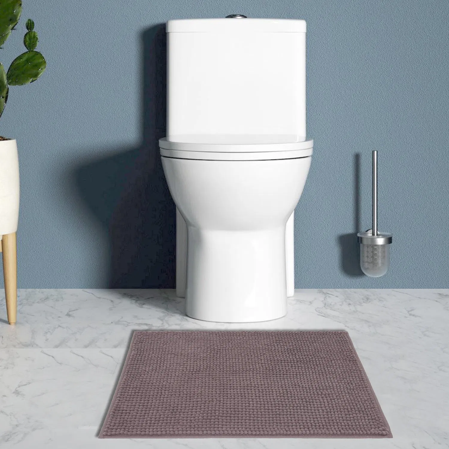 Chenille Striped Bathroom Rug Mat Extra Thick and Absorbent Bath Rugs Non-Slip Soft Plush Shaggy Bath Carpet