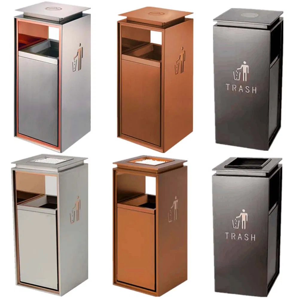 Best Selling Modern Hotel Amenities Set-Supply Metal Trash Can in Black/Brown/White/Gray with Printing Logo for Office/Home Can Be Customized