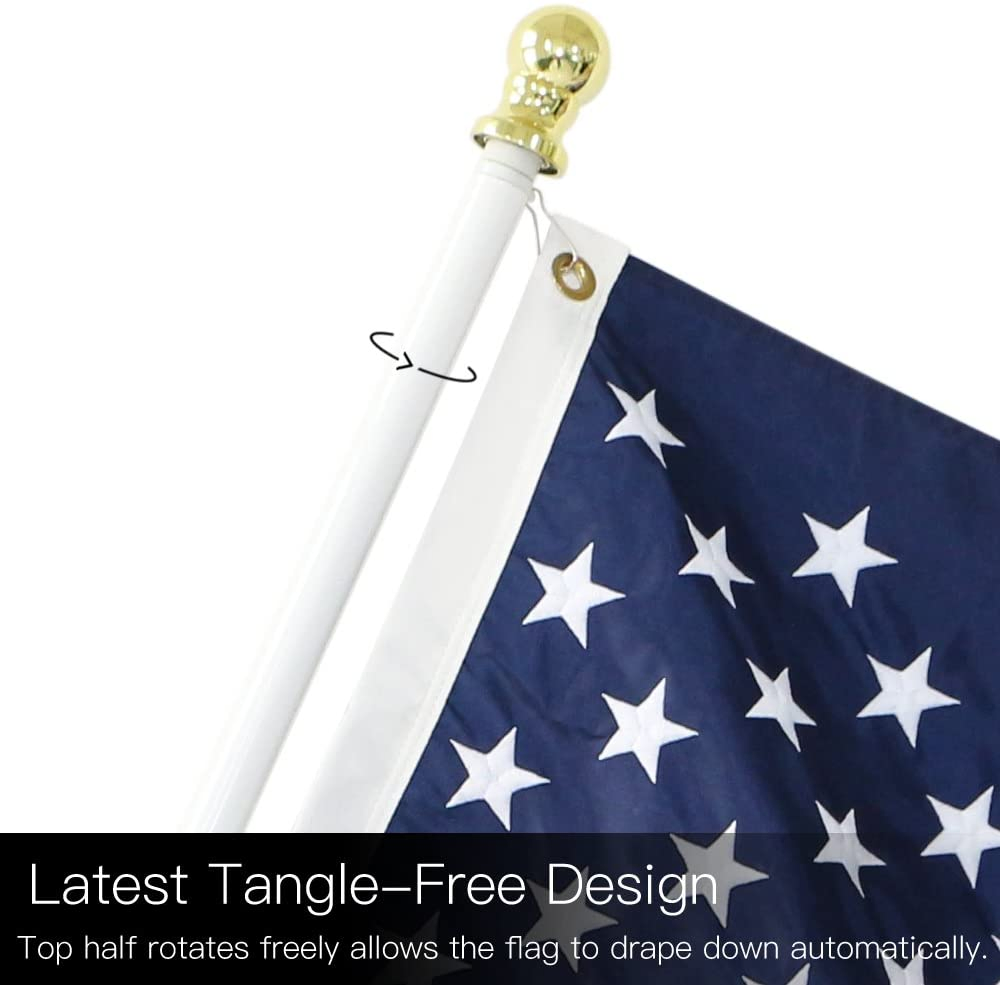 6 Foot Tangle Free Spinning Flag Pole Residential or Commercial Flag Pole Wind Resistant Rust Free