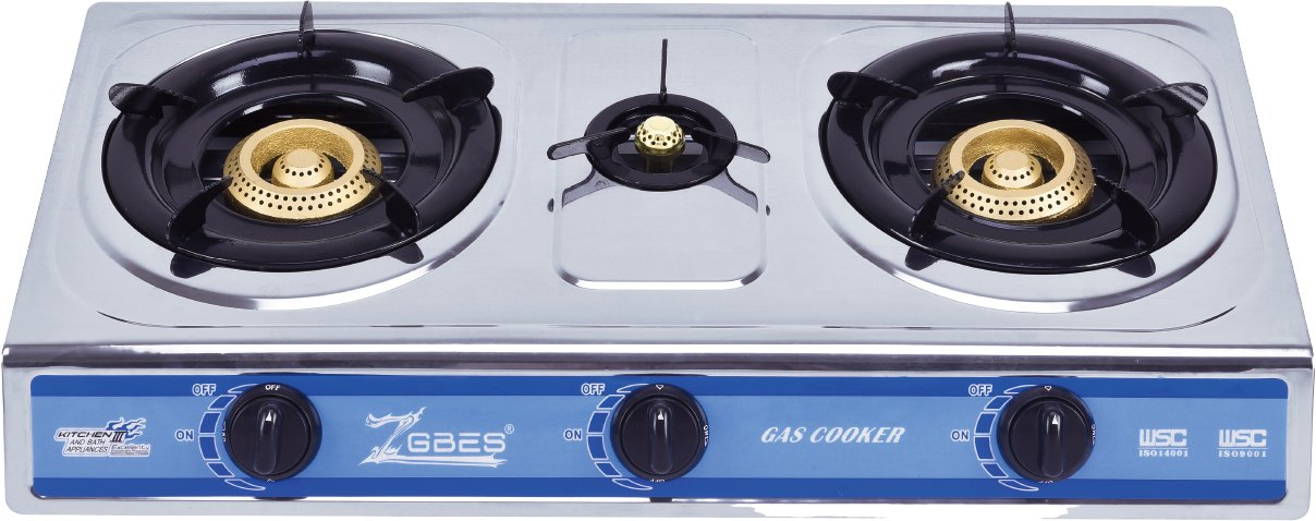 Premium Stainless Steel 3 Burner Gas Cooker for Home Kitchens