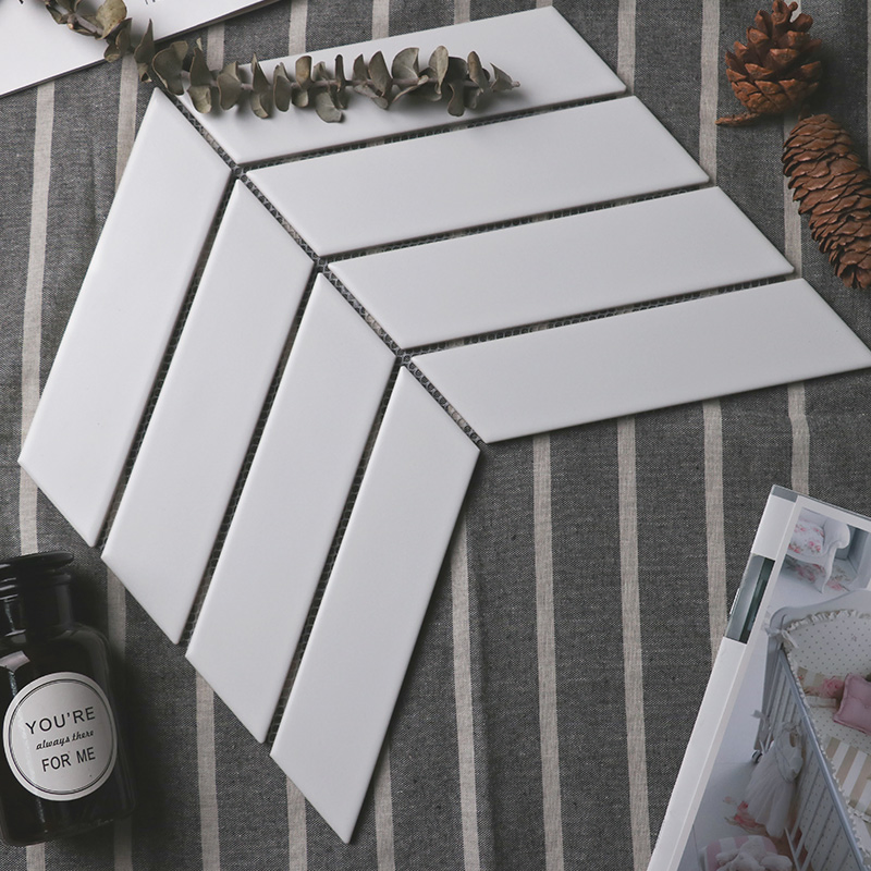White and Black Kitchen Backsplash and Bathroom Herringbone Porcelain Wall and Floor Mosaic Tile