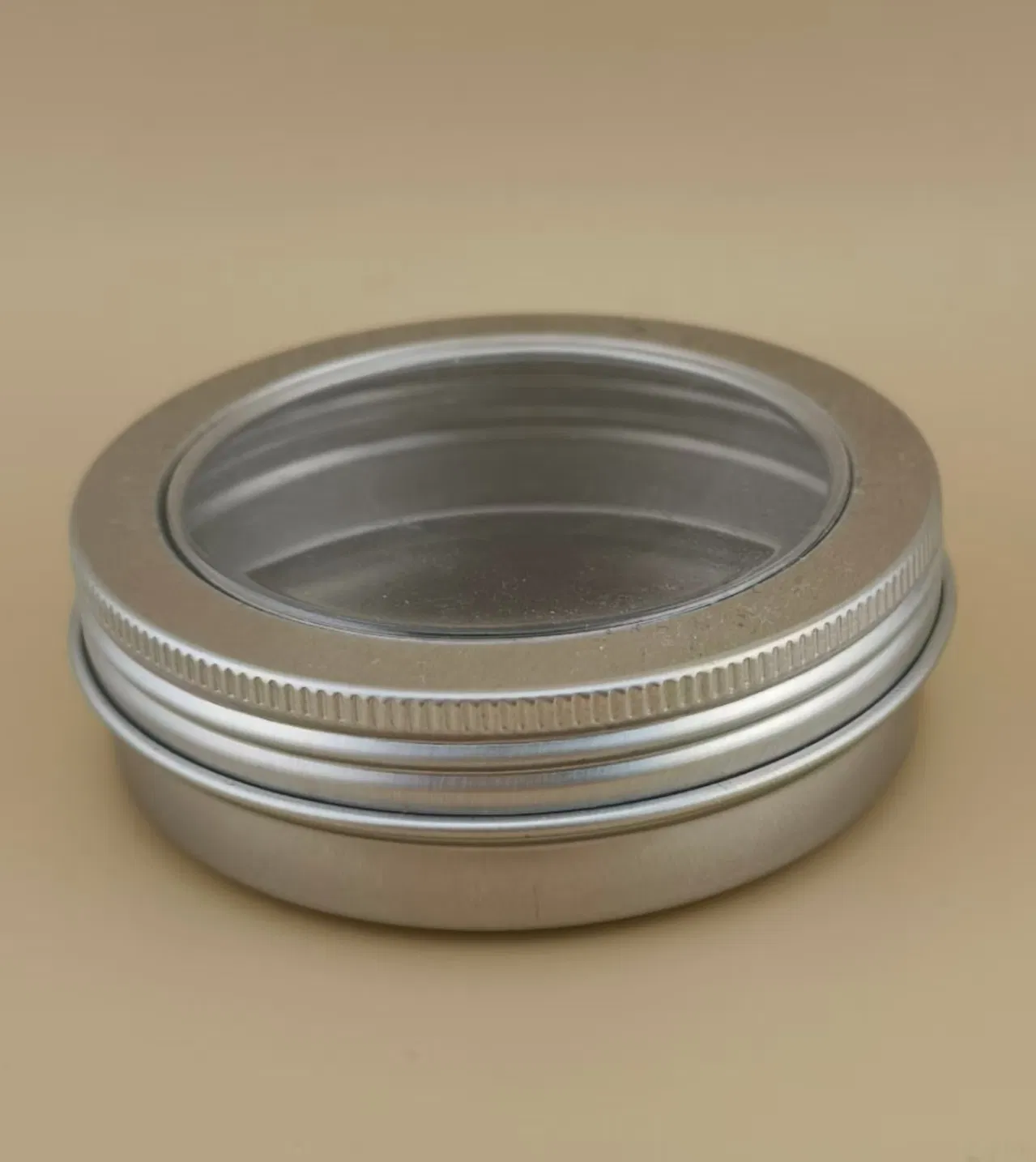 Big Silvery Aluminum Case with Clear Screw Cap for Cosmetic