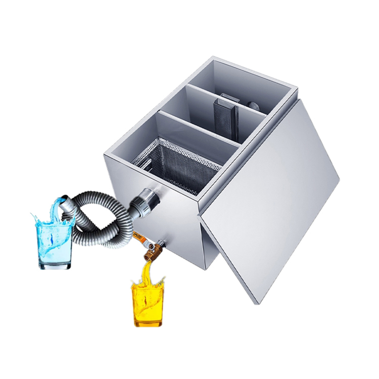 Modern Stainless Steel Oil Water Separator Durable Grease Interceptor Trap for Kitchen