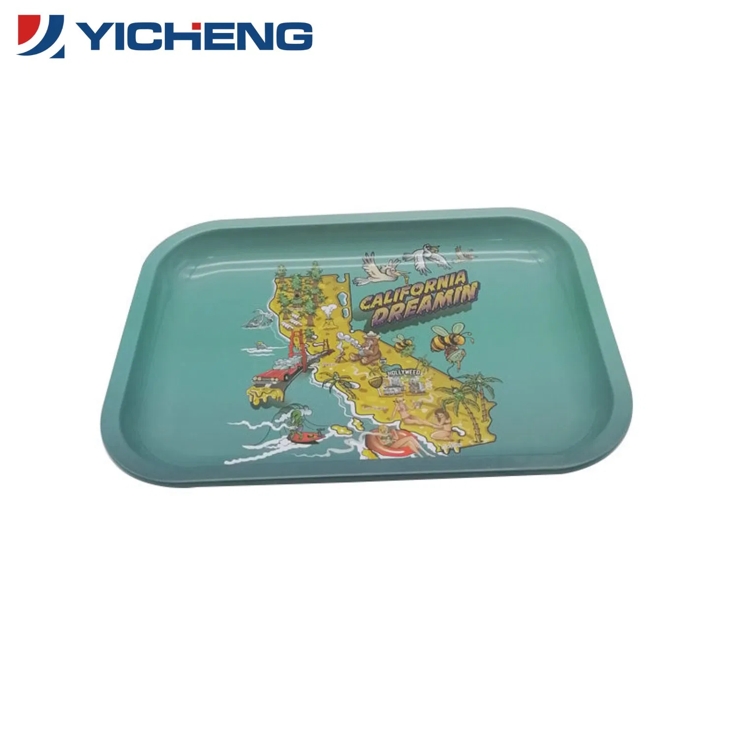 Custom Logo Printed Tin Serving Metal Roll Trays Wholesale Rolling Tinplate Smoking Tray