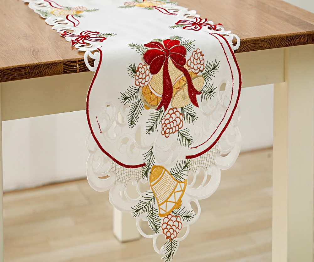 Christmas Table Runner Cardinal, Poinsett, Holly Leaves Runner, Handmade Cutout Tablecloths for Kitchen and Home Party Decoration