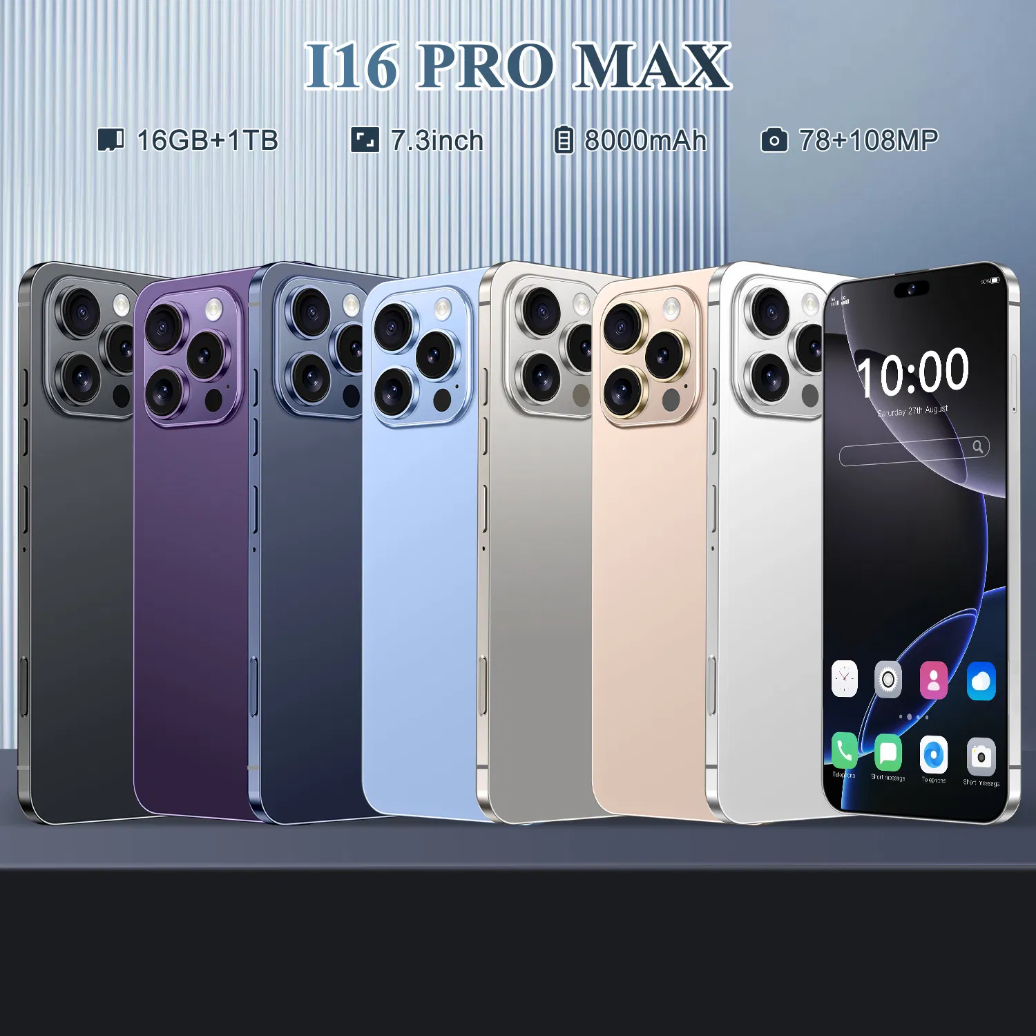 Смартфон I16 PRO Max 7.3 дюйма Android 14, 5G