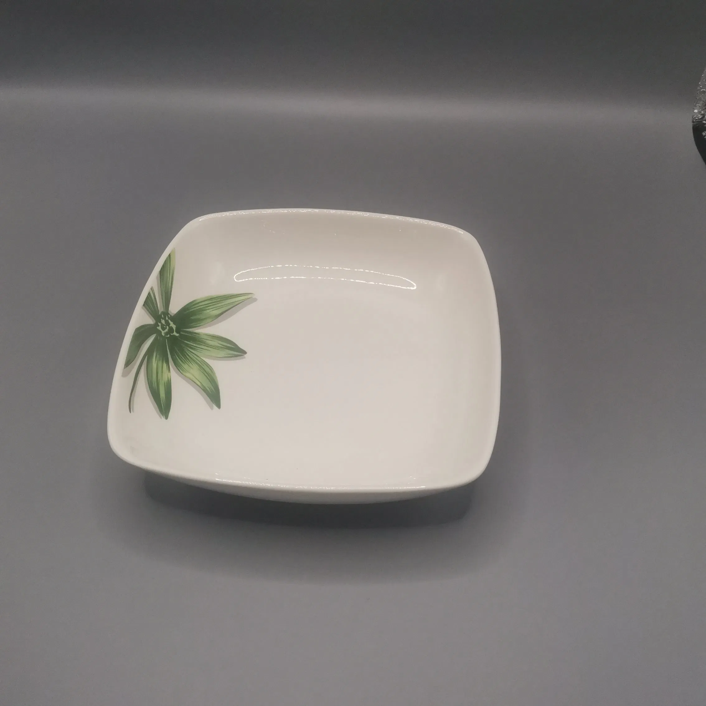 8"Square Soup Bowl Plate with Decal Porcelainware Ceramics Tableware