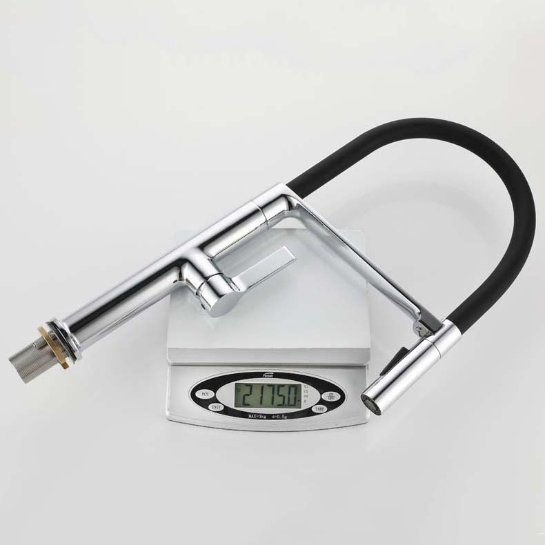 Aquacubic Magnetic Black Chrome Polished Brass Single Handle Pulldown Kitchen Faucet