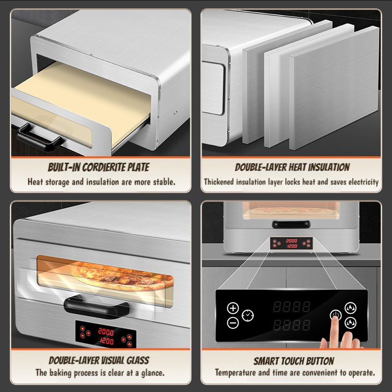 Commercial Single Layer Pizza Oven Large Capacity Bakery Cake Bread Stainless Steel Housing Household Use Hornos Ele Ctricos Electric Oven
