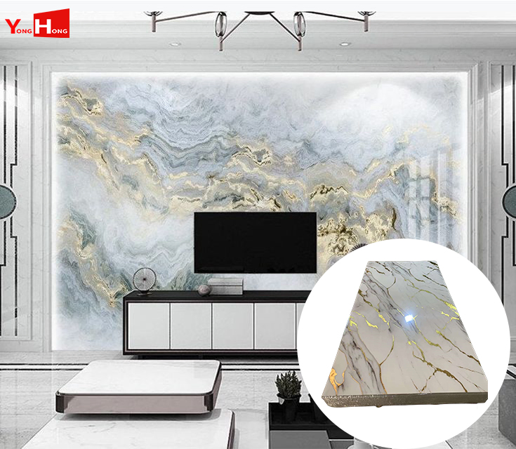 Chinese Manufacturer 1220*2900mm Waterproof UV Marble Board Interior Wall Panel PVC Marble Sheet