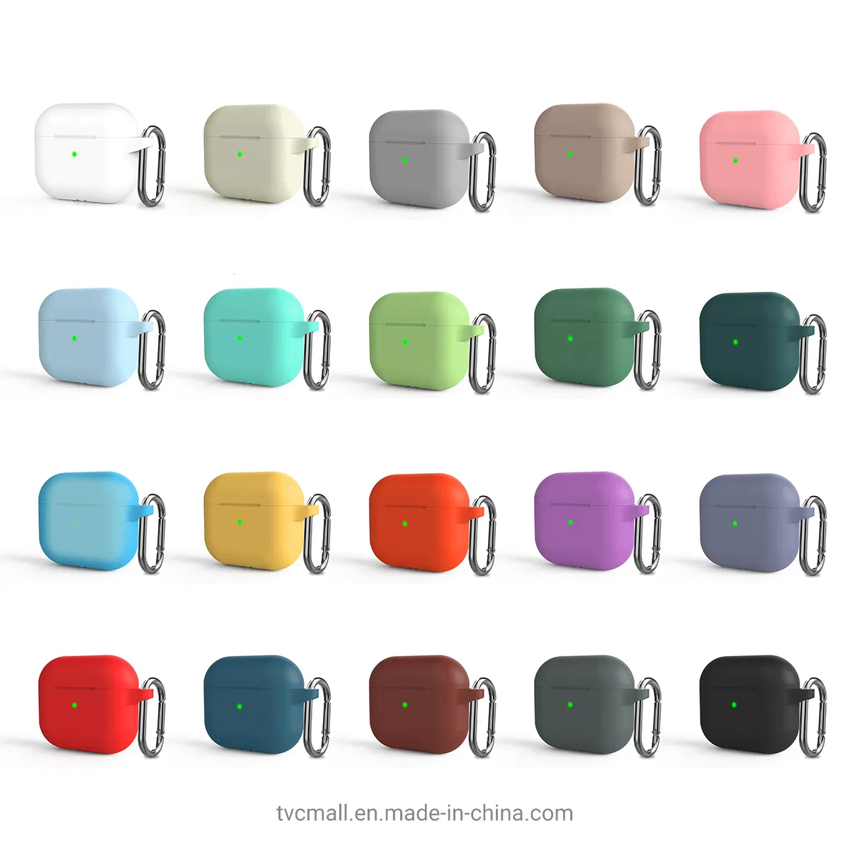 Bluetooth Earphone Silicone Protective Case Dust-Proof Cover with Carabiner for Apple Airpods 3 - Baby Blue