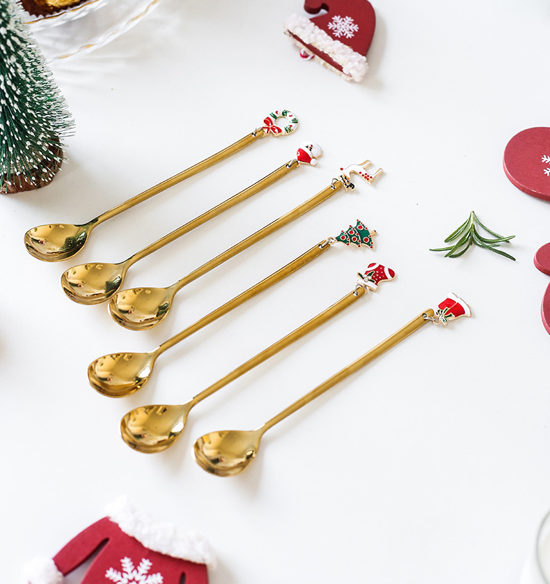 Elegant Holiday Coffee Spoon Set for Tea and Soup