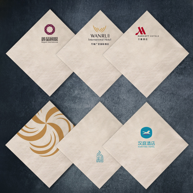 Custom Printing Full Color Napkins Paper Restaurant Hotel Bar Pub Cafe Virgin Wood Pulp Facial Tissue Paper Napkin with Logo