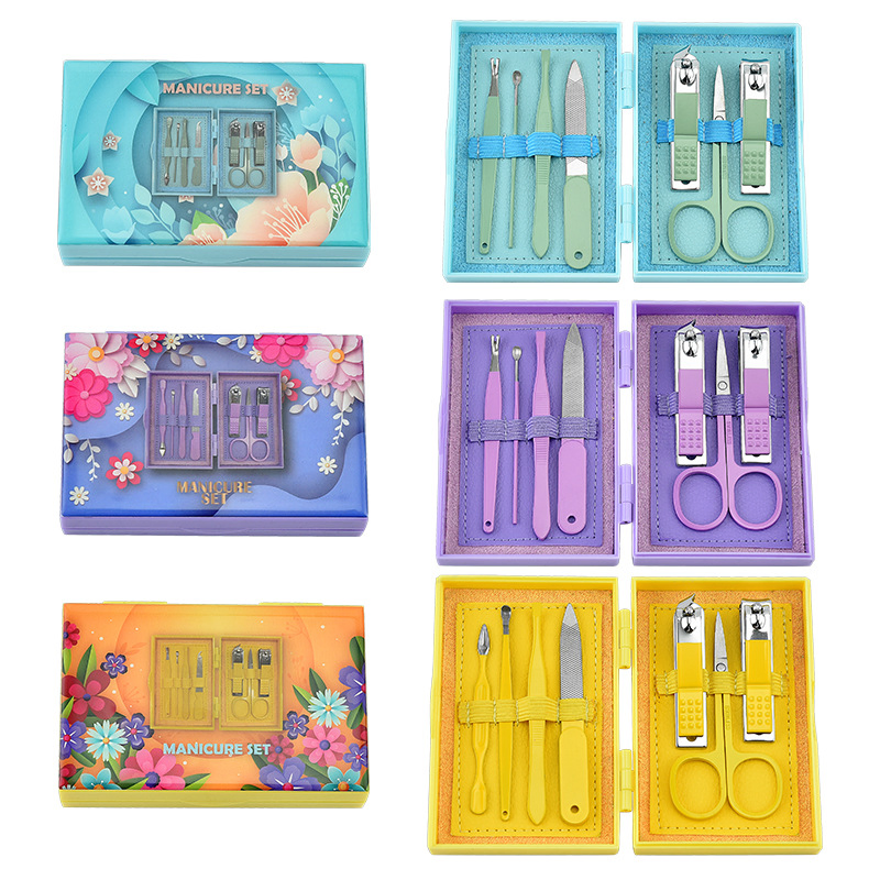 Printed Plastic Box Seven-Piece Nail Clipper Set Beauty Manicure Tools