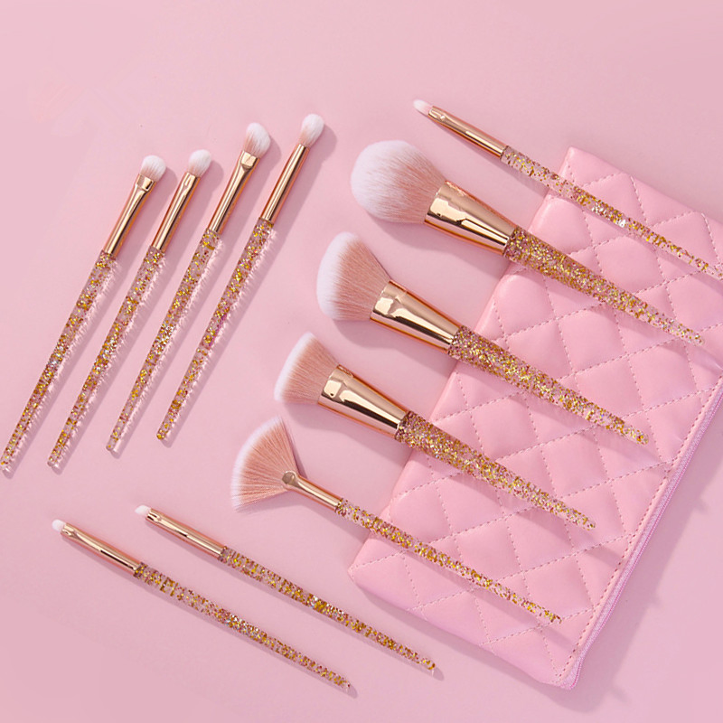 Private Label Bling Make up Brushes High Quality Synthetic Shiny Crystal Glitter Diamond Custom Logo Makeup Brush Set