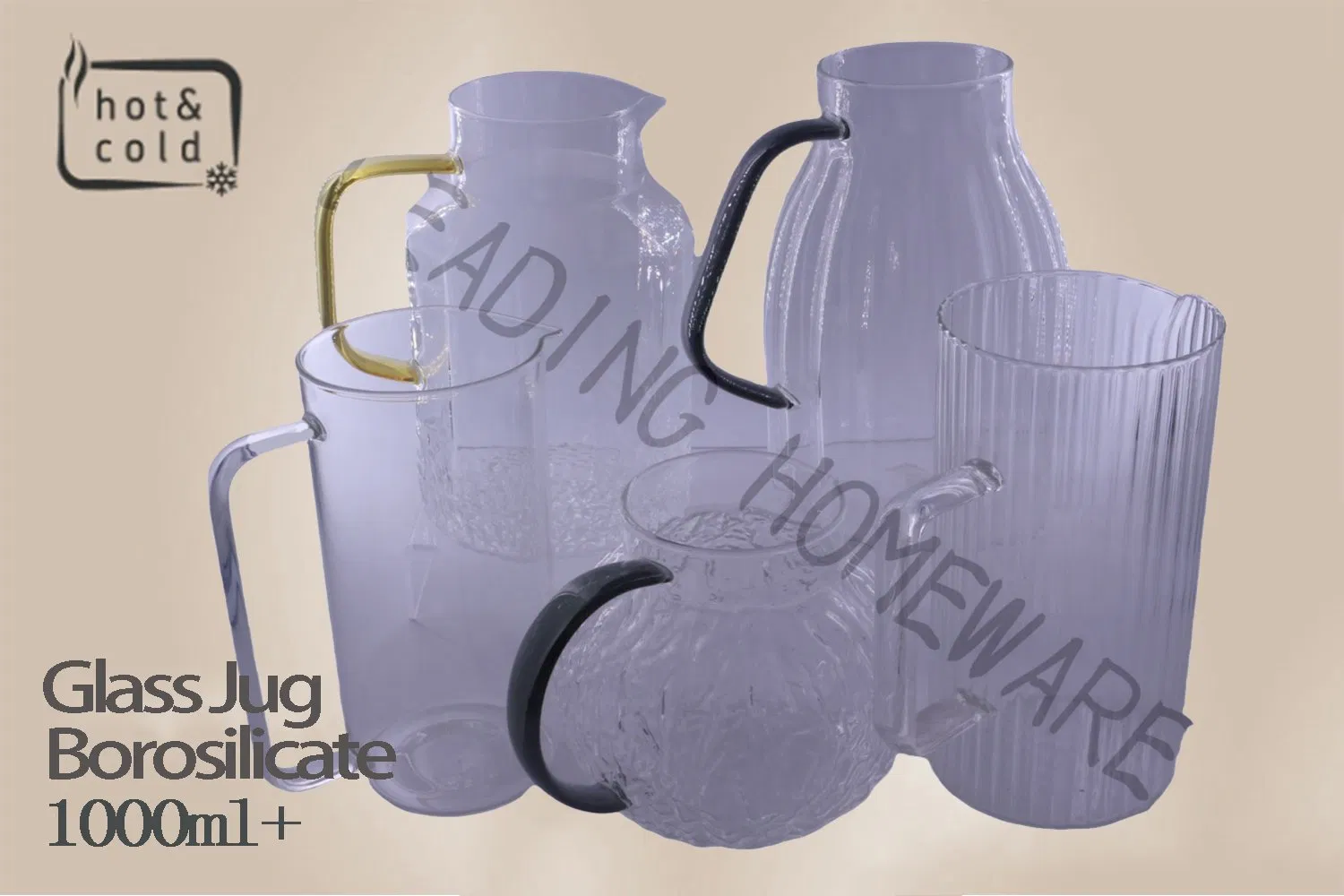 Borosilicate Glass Jug Different Shape and Lid