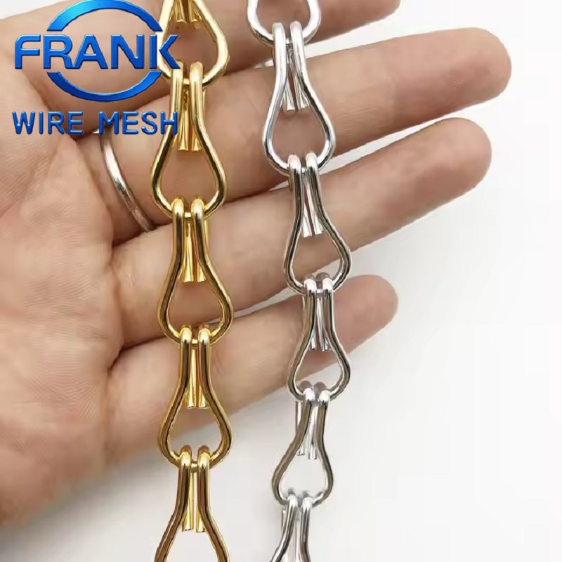 Frosted Treatment Spray Painted Aluminum Double Hook Chain Fly Curtain Mesh for Cosmetics Counter Display Walls