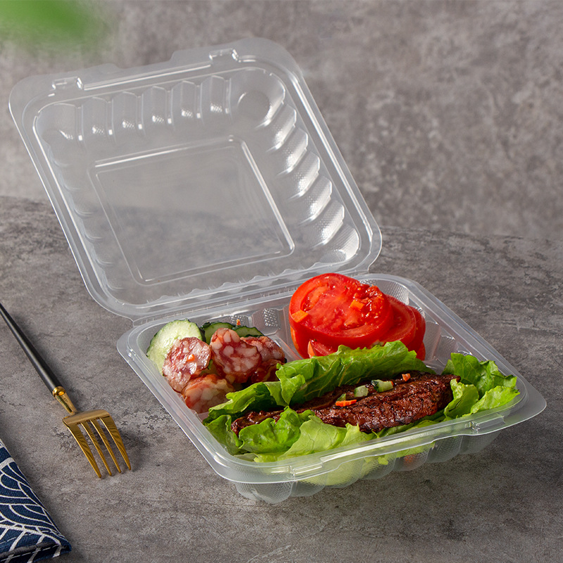 Whole Sales 8*8 Inch Transparent PP Box Lunch Box Disposable Food Containers