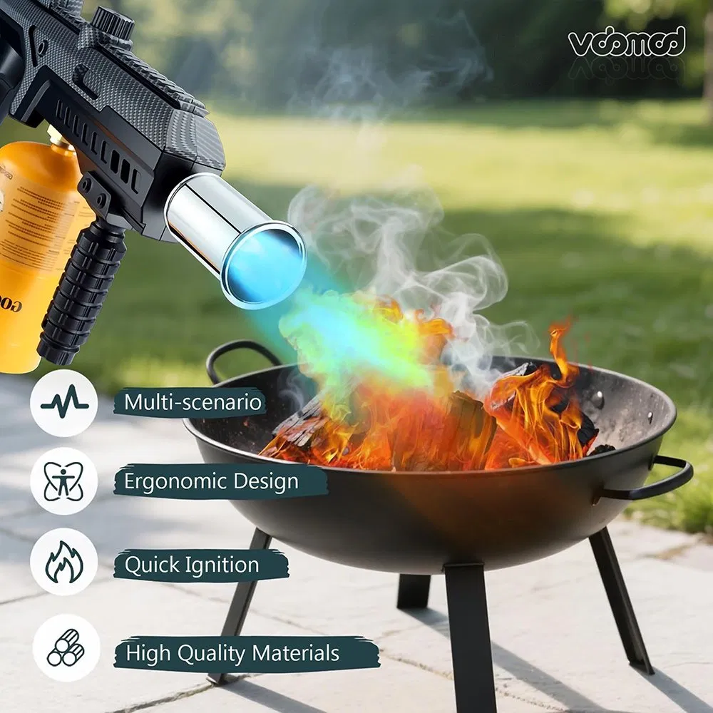 Kitchen Blow Torch Lighter with Safety Lock Big Flame Gun for BBQ Searing Steak Grill Charcoal Cooking