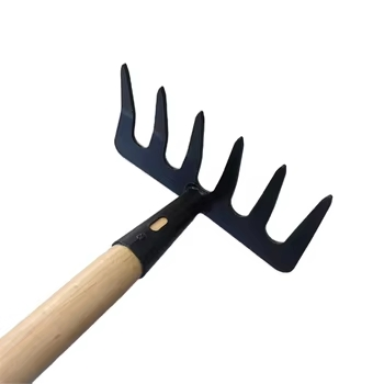 Steel Grass Garden Carbon Steel Rake with Wooden Handle Leaf Rake