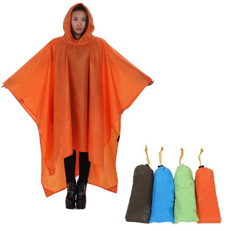 Rain Poncho with Adjustable Drawstring Hood for Motorcycle
