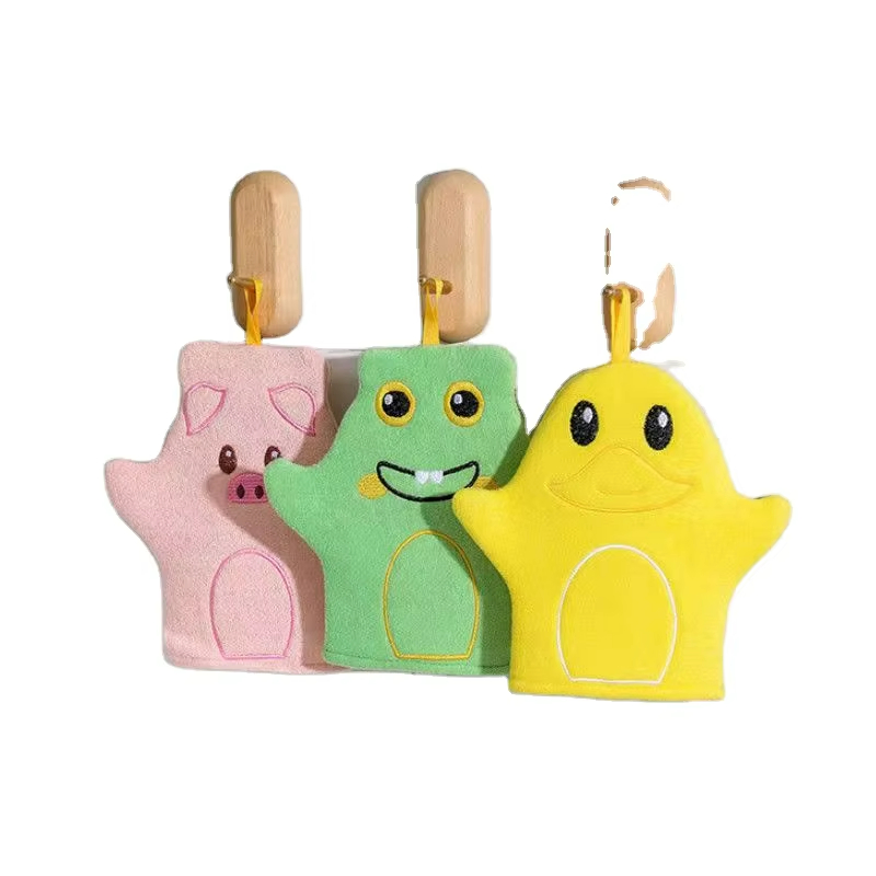 Wholesale Cartoon Animal Bath Glove with Skin Friendly Fabric for Children Baby Household Shower Towel
