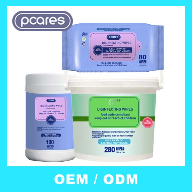 Custom OEM Adults Household Antiseptic Antibacterial Disinfectant Cleaning 75 Alcohol Wipes