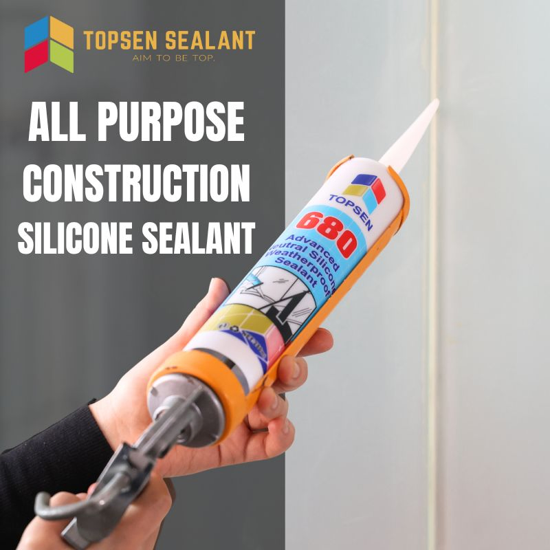 680 Construction Silicone Sealant - Strong Adhesion Weatherproof for Concrete, Metal, Glass & Window Installations