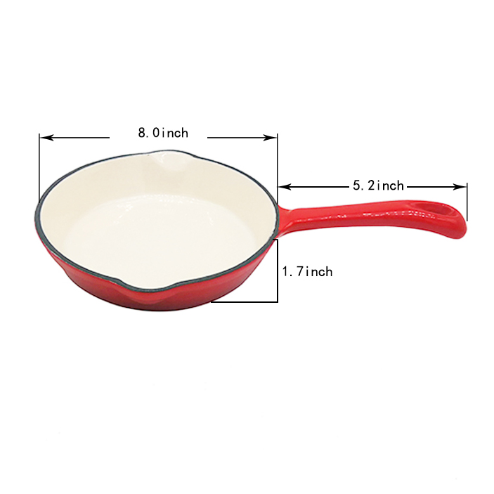 Amazon Hot Sale Dia 16/20/25cm Color Enamel Cast Iron Frypan Frying Pan Skillet Chef Pan