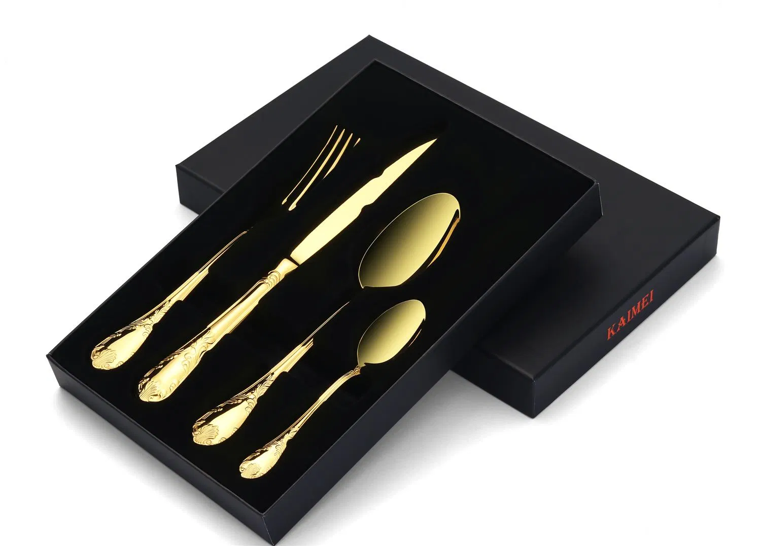 Gold PVD Stainless Steel Dinner Set with Giftbox for Hotal/Restaurant/Home Knife Fork Spoon