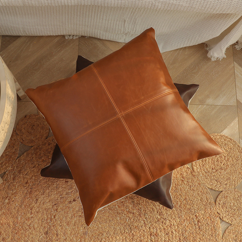 Faux Leather Decorative Moder Pillow Covers for Couch Sofa Bed
