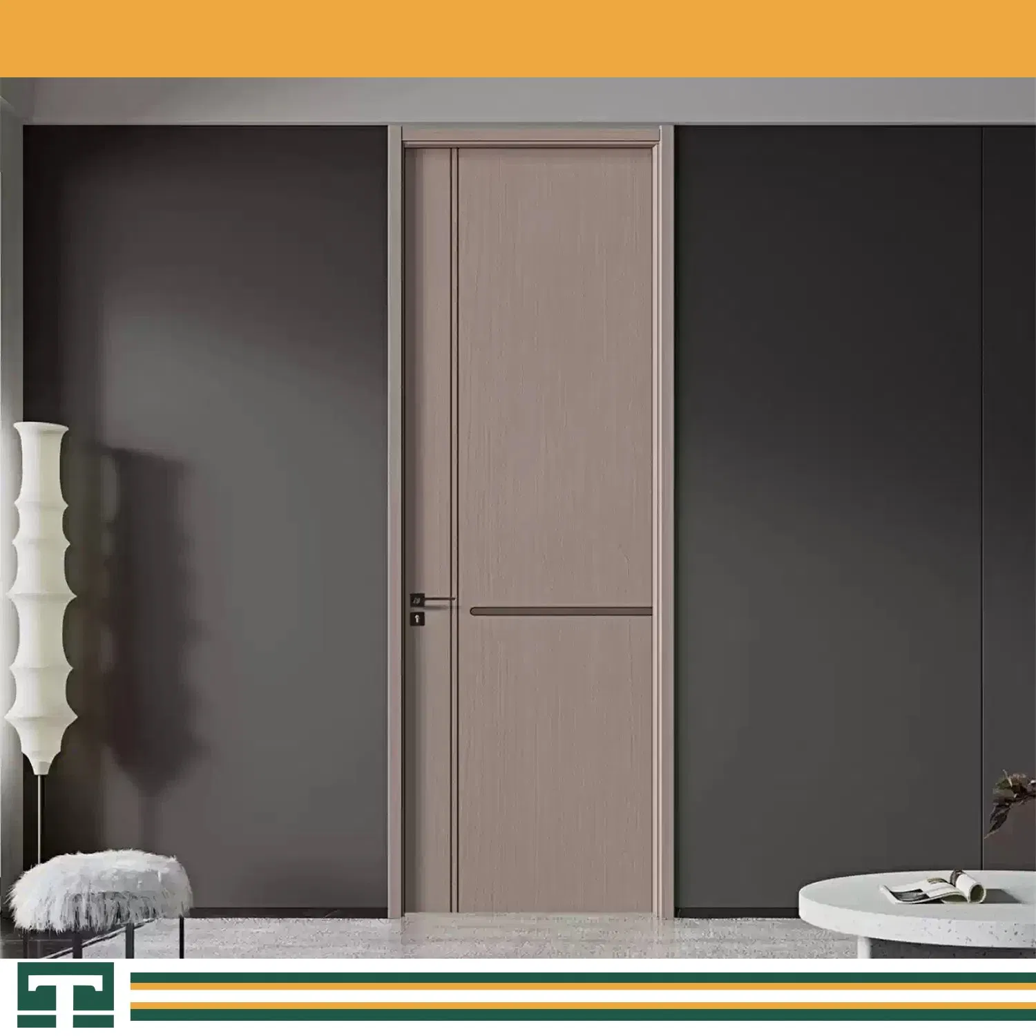 Custom Styles & Colors Interior Veneer MDF Wooden Timber Door Modern Walnut Color Melamine Composite Solid Wood Door for Hotel School Hospital Apartment Office