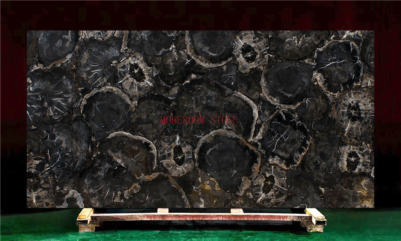 Semi Precious Stone Fossil Petrified Wood Stone Black