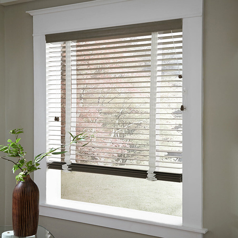 Concise Style Fauxwood Corded Heat Resistent Horizontal Blinds
