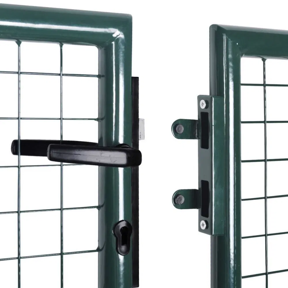 100X150cm Home Yard Metal Fence Gate Green Euro Garden Gate with Safety Lock