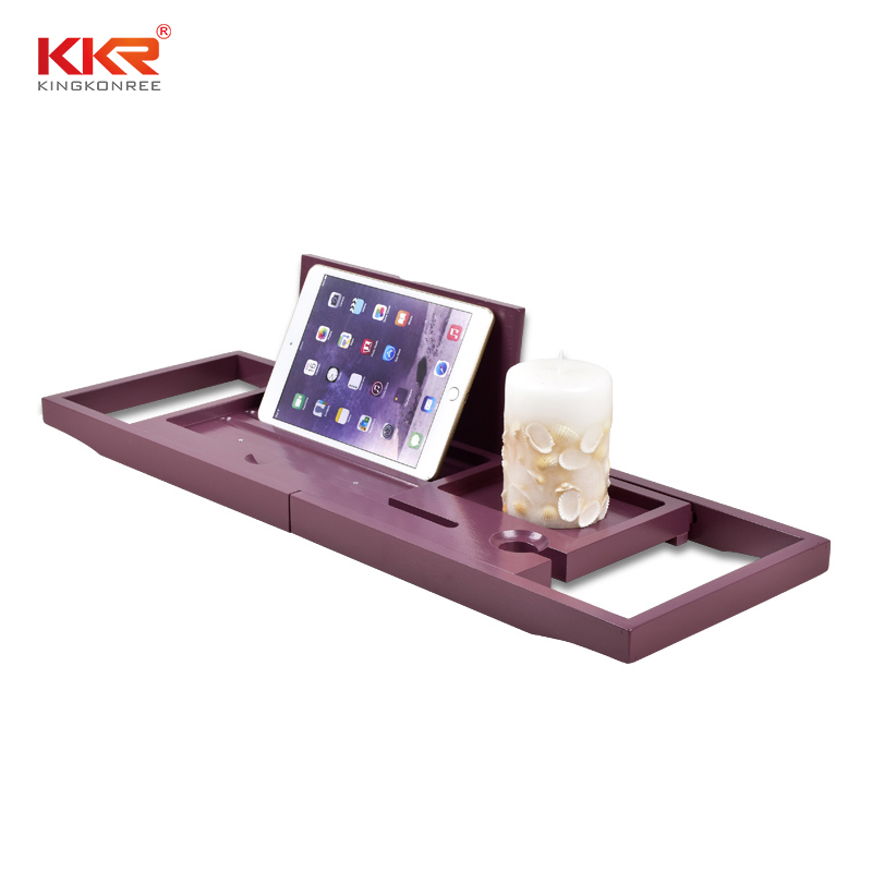 100% Bamboo Over Bathtub Tray Bath Caddy Extendable Natural Bathroom Rack Tray