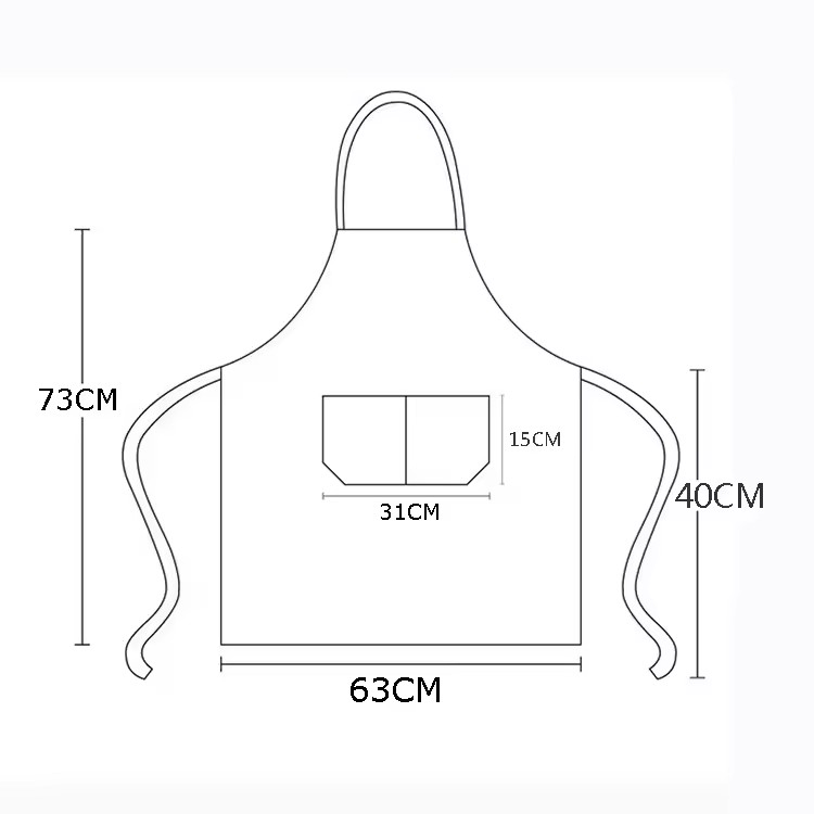 Custom Logo Plain Color Polyester Apron with Front Pocket Chef Cafe Food Cooking Cleaning Bib Aprons