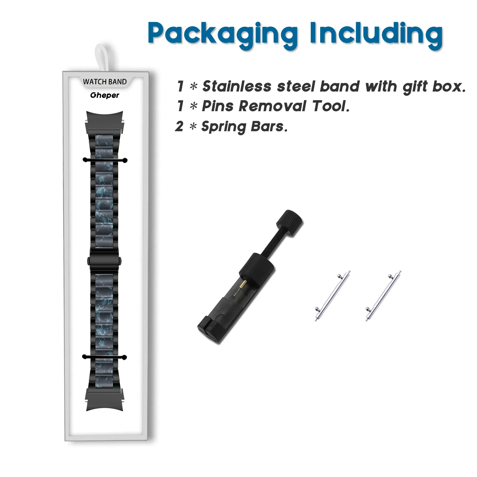 for Samsung Galaxy Watch 4 Resin Stainless Steel Clasp Strap Bracelet for Samsung Watch 4 Classic 40 42 44 46 mm