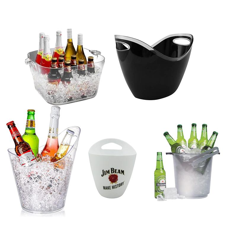 Clear Black Green Wine Beer Bucket Bottle Drink Cooler 5L 8L 10L 12L Plastic Ice Bucket with Custom Logo for Parrot Bay Harlequin Dimple Lagunitas