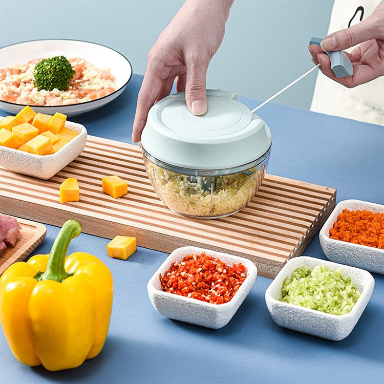 Customized Logo Mini Hand Pullcord Chopper Manual Food Processor Quick Pull Chopper for Vegetable Garlic Pepper