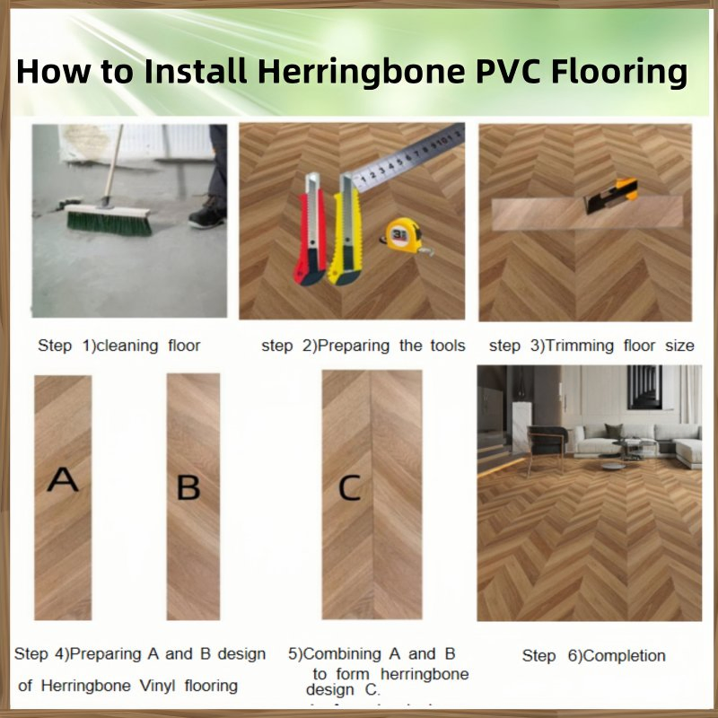 Self Adhesive Glue Down Vinyl PVC Lvt Spc Herringbone Floor