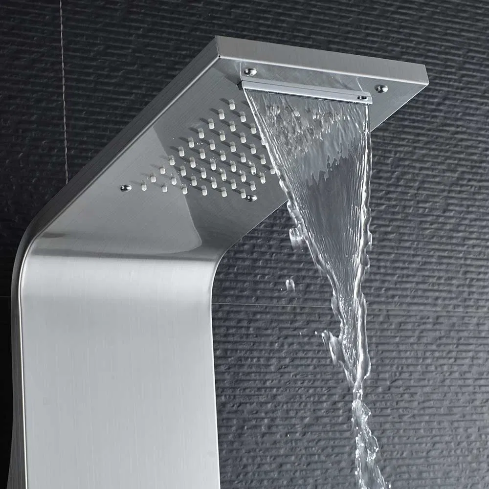 Wall Mount Tub Filler Waterfall Shower Panel with Hand Shower