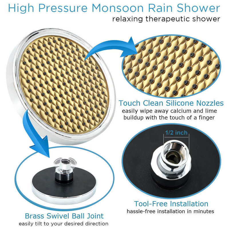 6 Inches Circular Shower Shower Head Bathing Hotel Pressure Shower Headsingle Function