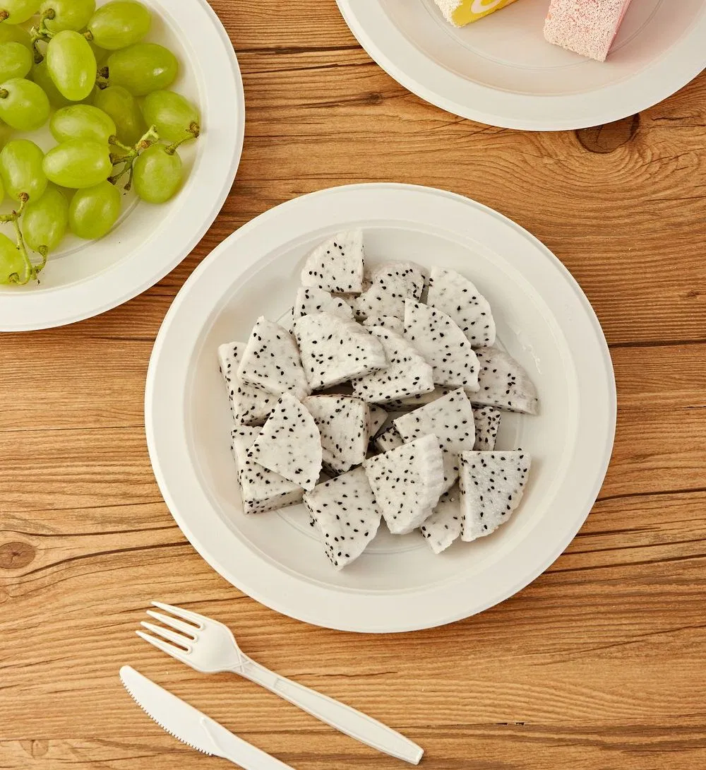 Pfas Free 9′ ′ Round Eco Friendly Biodegradable Sustainable Disposable Plates for Restaurant Parties