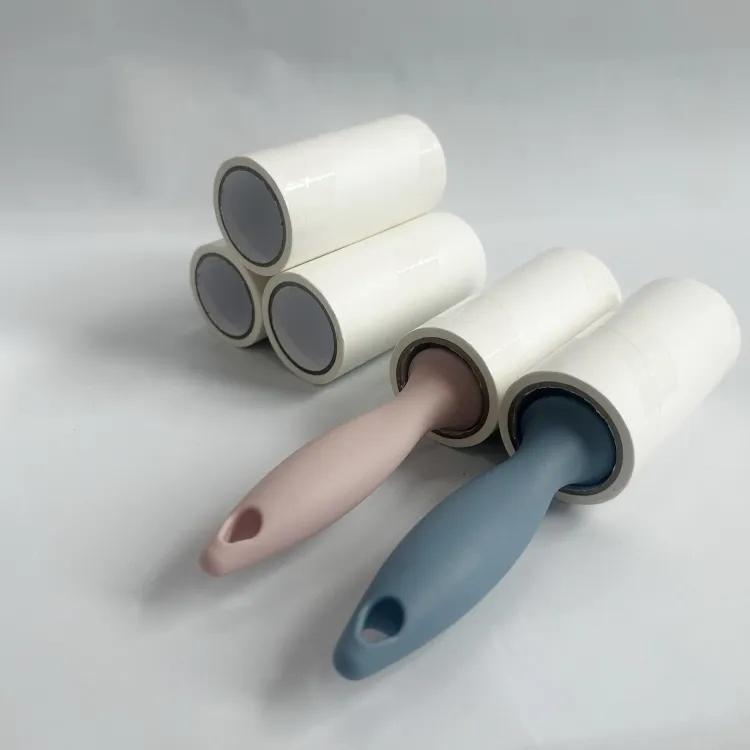 Custom Household Pet Hair Remover Portable Self Adhesive Plastic Handle Sticky Lint Roller for Clothes