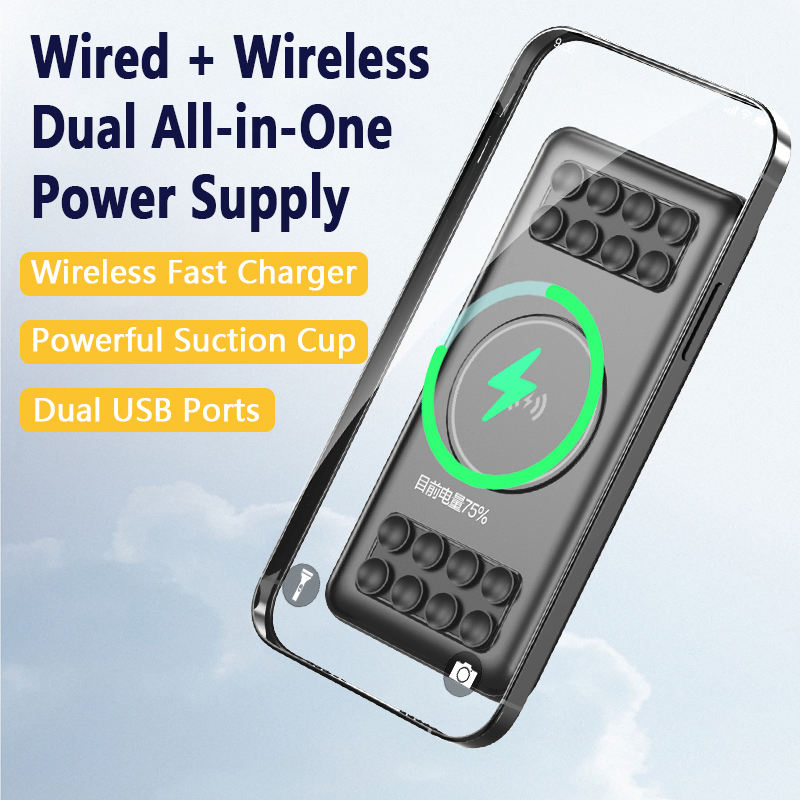 Factory Multifunctional 10000mAh Wireless Power Bank with Suction Cup Charger