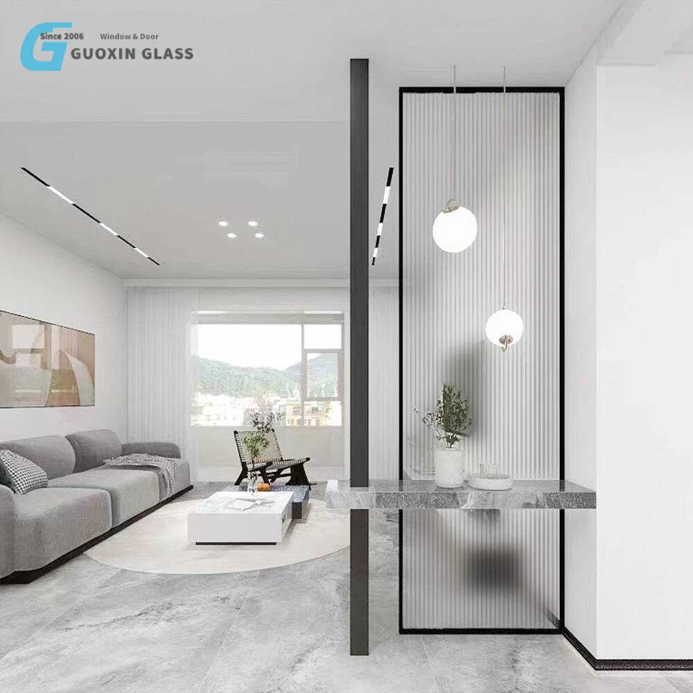 Low-E Tempered Frosted Tinted Laminated Ribbed Decorative Glass