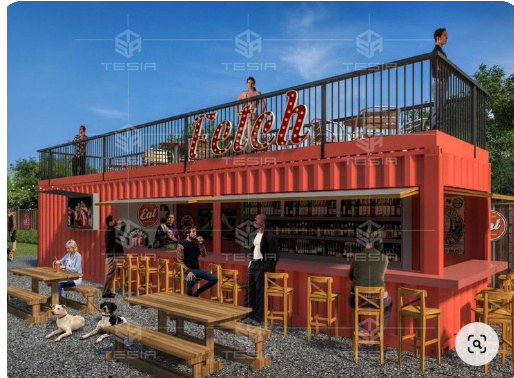 Outdoor Restaurant Container with Stairs and Balcony Bar Beverage Coffee Shop