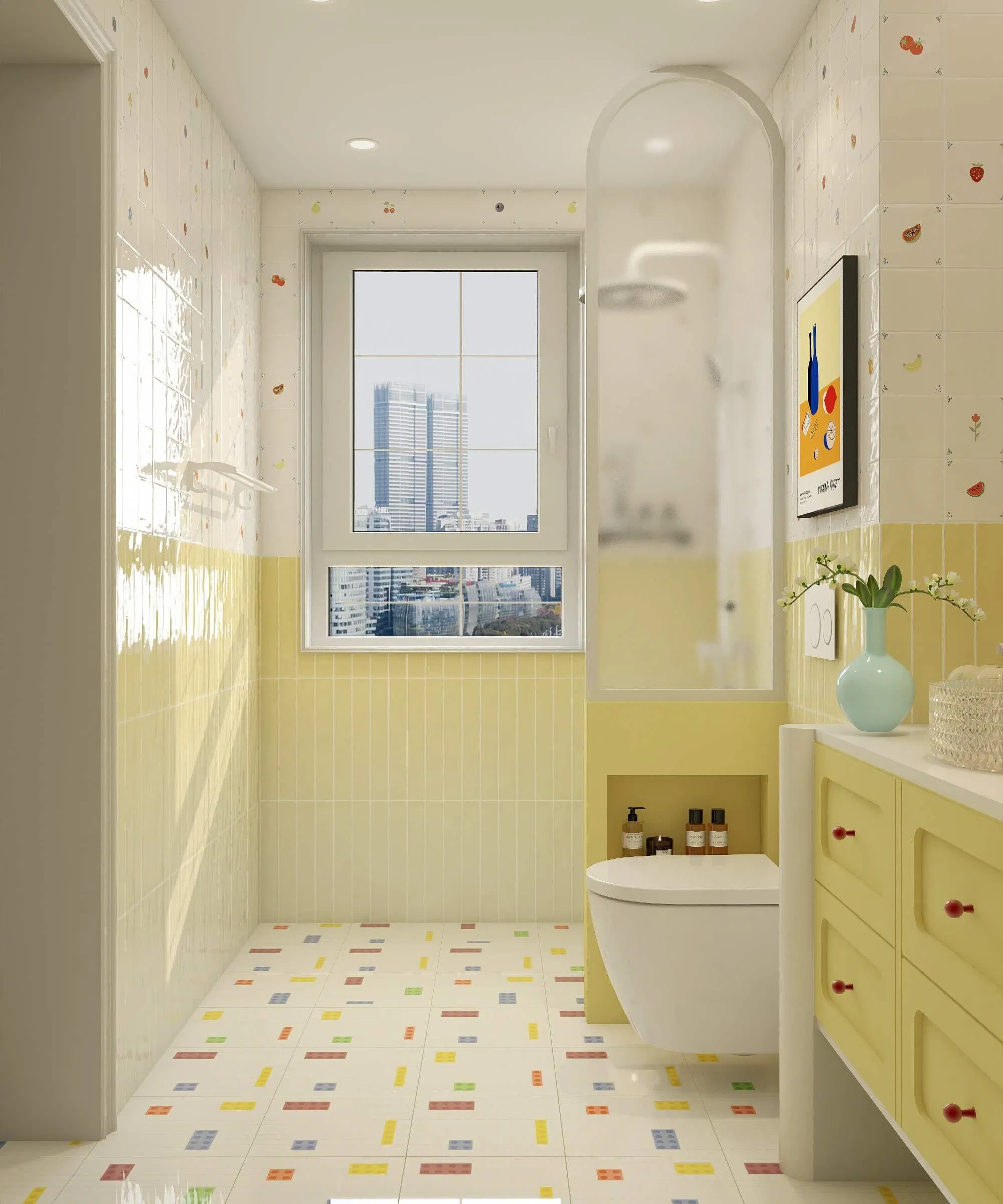 Керамическая плитка 600x1200 мм с фруктовым принтом, глянцевая